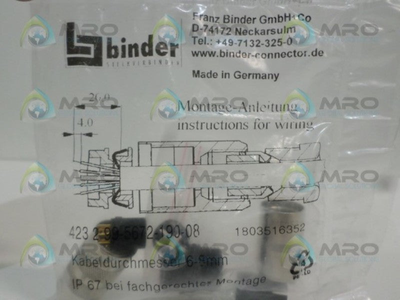BINDER 99-5672-190-08 CABLE CONNECTOR NSMP