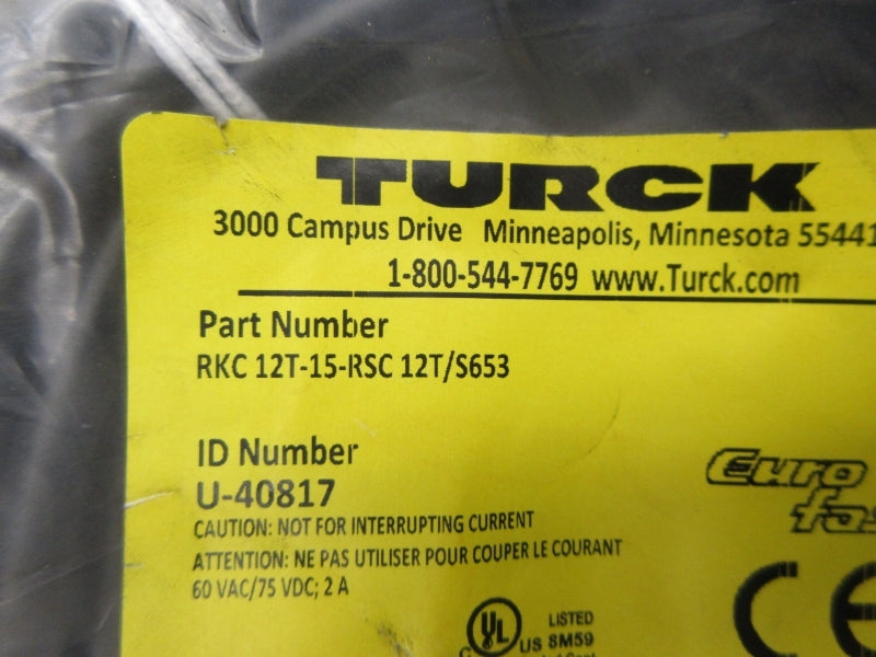 TURCK RKC12T-15-RSC12T/S653 U-40817 600VAC 2A NSMP