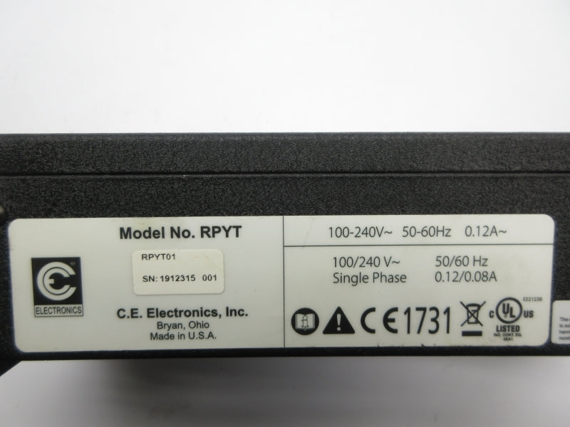 CE ELECTRONICS RPYT01 100-240V 0.12A (NO KEY) NSNP