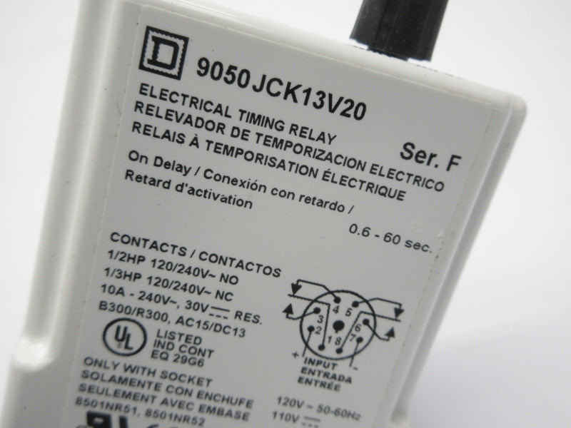 SQUARE D 9050JCK13V20 SER. F 110/120V 0.6-60S NSNP