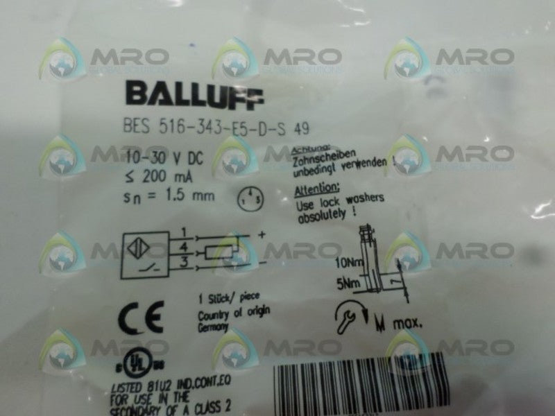 BALLUFF BES516-343-E5-D-S49 PROXIMITY SENSOR NSMP
