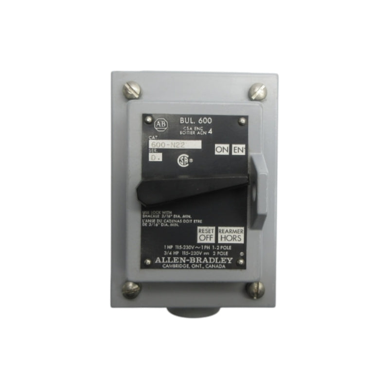 ALLEN BRADLEY 600-N22 SER. D NSNP