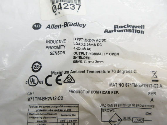 ALLEN BRADLEY 871TM-BH2N12-C2 SER. A 20-250VAC/DC NSMP