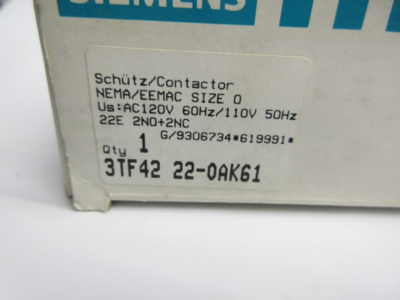 SIEMENS 3TF4222-0AK61 110/120VAC NSMP