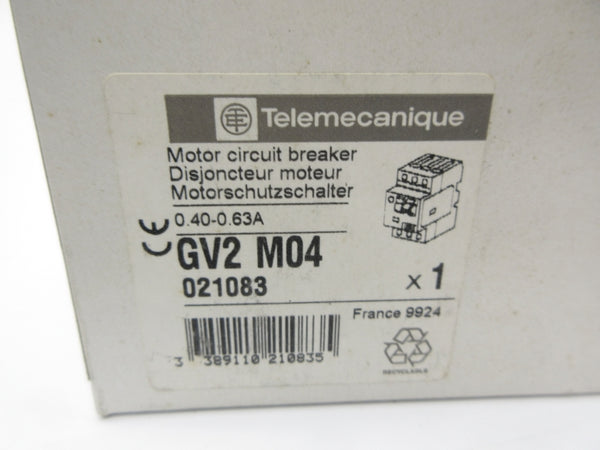 TELEMECANIQUE GV2M04 0.40-0.63A NSFS
