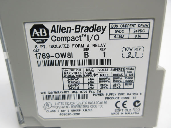 ALLEN BRADLEY 1769-OW8I SER. B F/W 2.1 24VDC 0.1A NSNP
