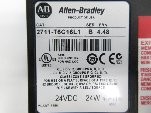 ALLEN BRADLEY 2711-T6C16L1 SER. B F/W 4.48 24VDC NSNP