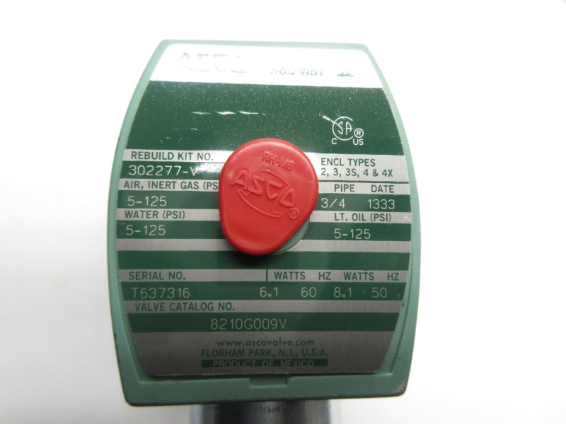 ASCO 8210G009V 110/120V 5-125PSI 3/4" NSNP