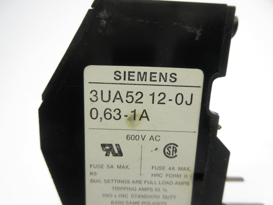 SIEMENS 3UA5212-0J 600VAC 0.63-1A (AS PICTURED) NSNP