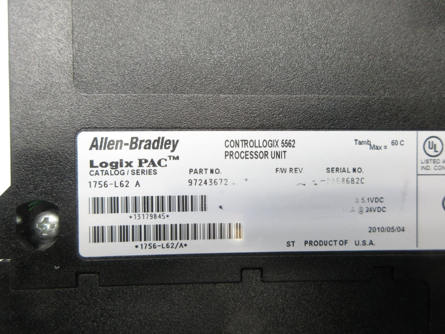 ALLEN BRADLEY 1756-L62 SER. A (NO KEY) NSNP
