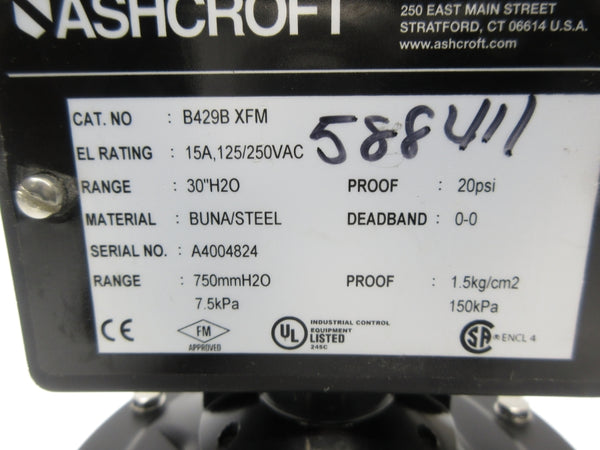 ASHCROFT B429BXFM 125/250VAC 15A 32"H2O NSNP