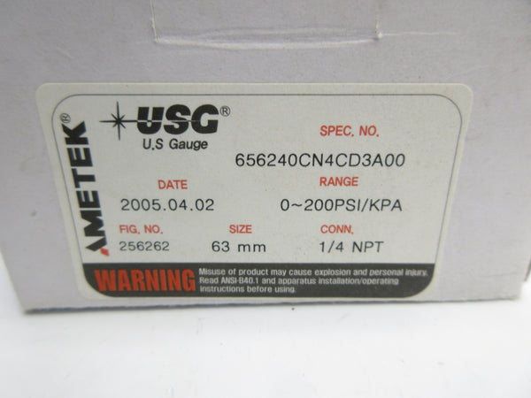 AMETEK 256262 656240CN4CD3A00 0-200PSI 63MM NSMP