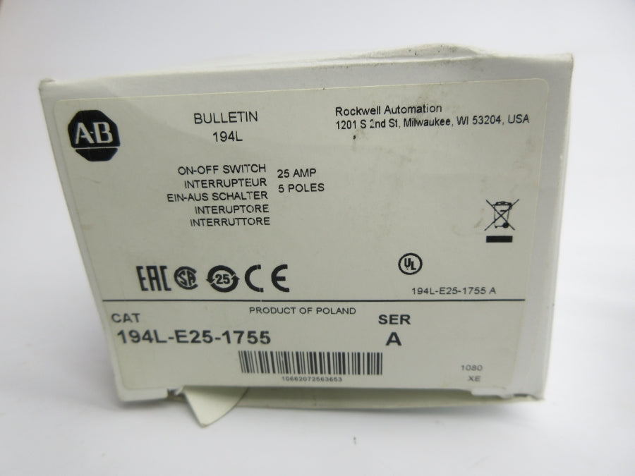 ALLEN BRADLEY 194L-E25-1755 SER. A 25A (WH) NSMP