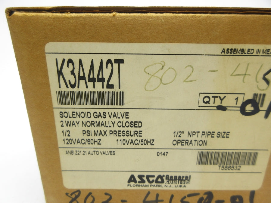ASCO K3A442T 110/120VAC 1/2" NSMP
