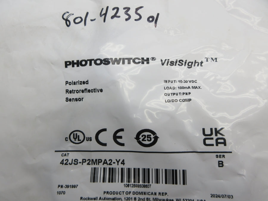 ALLEN BRADLEY 42JS-P2MPA2-Y4 SER. B 10-30VDC NSMP