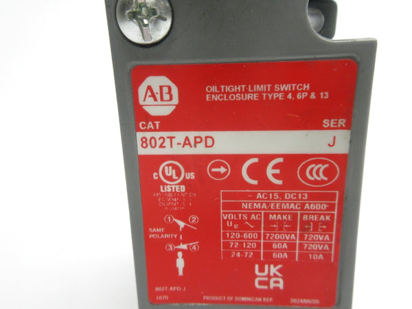 ALLEN BRADLEY 802T-APD SER. J 120-600VAC 60A NSNP