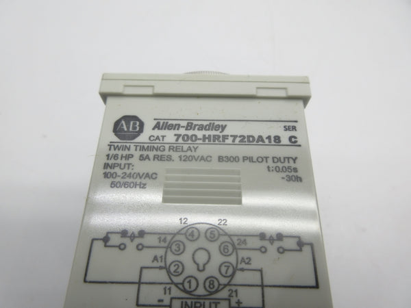 ALLEN BRADLEY 700-HRF72DA18 SER. C 100-240VAC 0.05S-30H NSNP