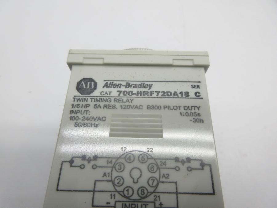 ALLEN BRADLEY 700-HRF72DA18 SER. C 100-240VAC 0.05S-30H NSNP