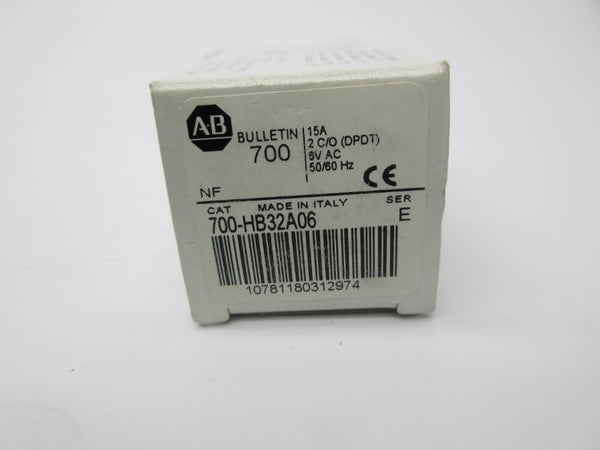 ALLEN BRADLEY 700-HB32A06 SER. E 6VAC 15A (WH) NSMP