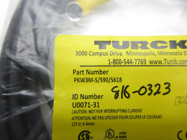 TURCK PKW3M-5/S90/S618 U0071-31 125V 4A NSMP