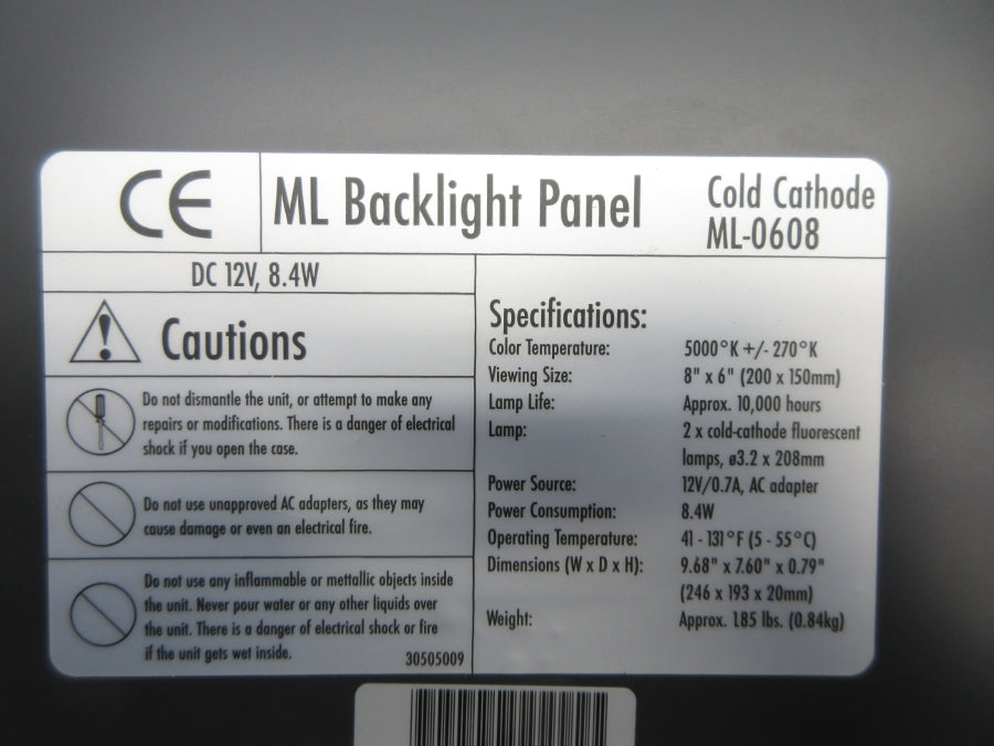BACKLIGHT PANEL ML-0608 12VDC NSNP
