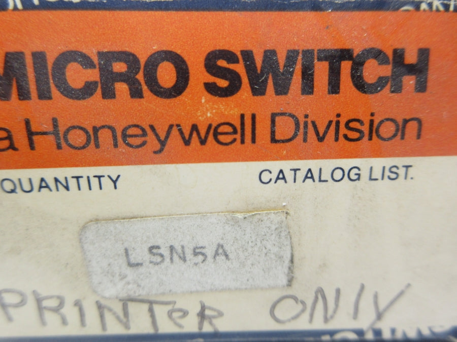 MICRO SWITCH LSN5A 120VAC 10A NSMP