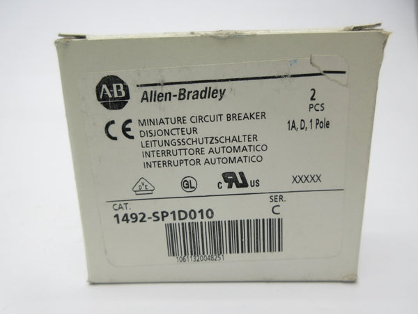 ALLEN BRADLEY 1492-SP1D010 SER. C 277VAC 1A (PKG OF 2) NSMP