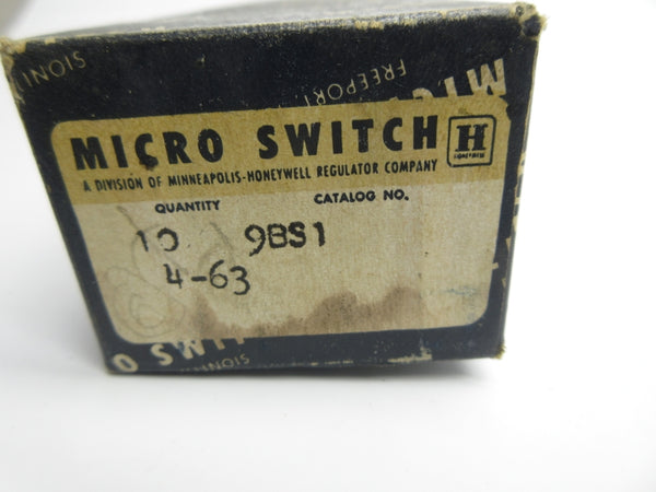 MICRO SWITCH 9BS1 250VAC 10A (PKG OF 10) NSMP