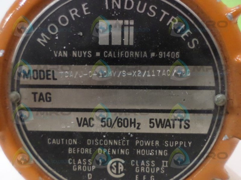 MOORE INDUSTRIES TCA/J-0-10MV/S-X2/117AC/-DD THERMOCOUPLE ALARM UNMP