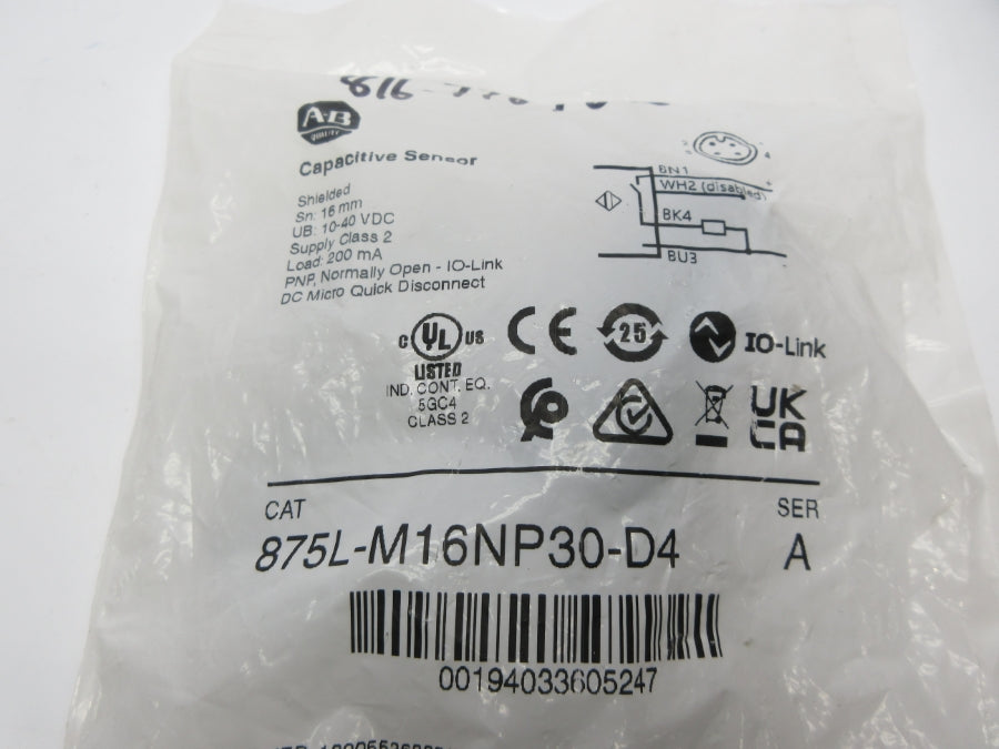 ALLEN BRADLEY 875L-M16NP30-D4 SER. A 10-40VDC NSMP