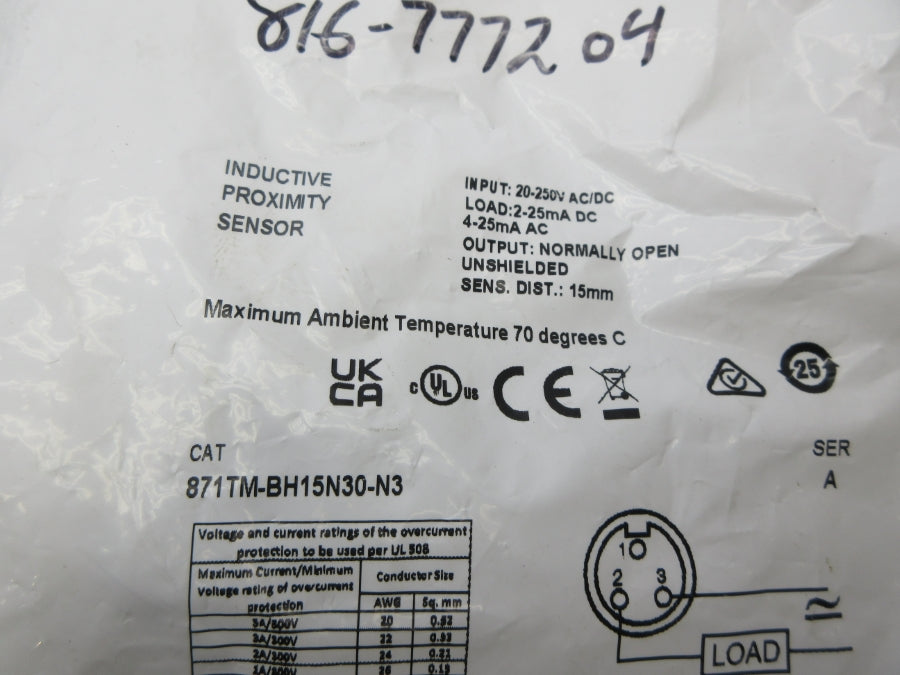 ALLEN BRADLEY 871TM-BH15N30-N3 SER. A 20-250VAC/DC NSMP