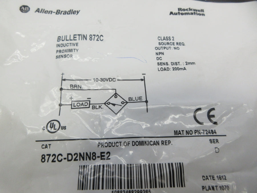 ALLEN BRADLEY 872C-D2NN8-E2 SER. D 10-30VDC NSMP