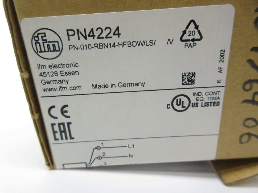 IFM EFECTOR PN4224 PN-010-RBN14-HFBOW/LS//V 85-265VAC NSMP