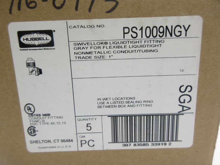 HUBBELL PS1009NGY 1" (PKG OF 5) NSMP