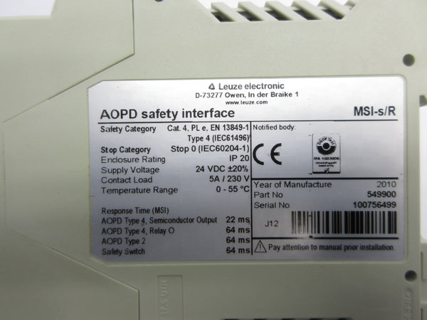 LEUZE ELECTRONIC MSI-S/R 24VDC NSNP