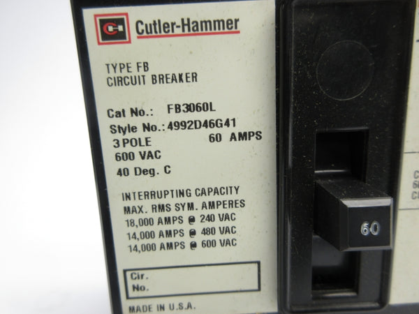 CUTLER-HAMMER FB3060L 600VAC 60A NSNP