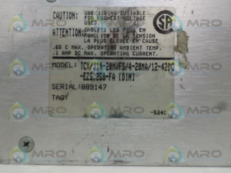 MOORE TCX/J10-20MVFS/4-20MA/12-42DC-EZ5.268-FA THERMOCOUPLE TRANSMITTER UNMP
