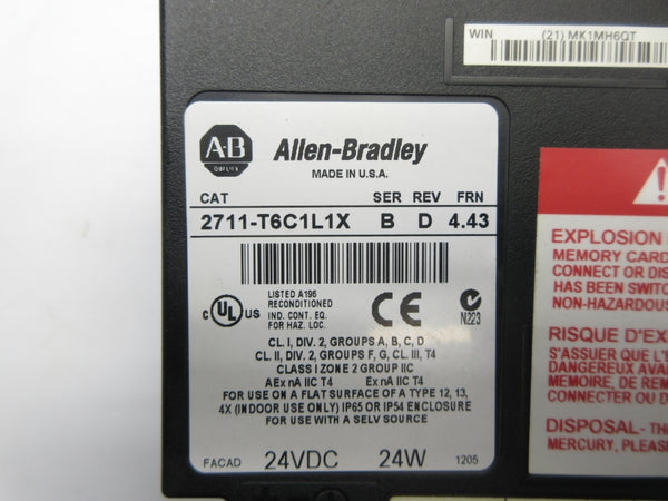 ALLEN BRADLEY 2711-T6C1L1X SER. B F/W 4.43 24VDC REV. D NSNP