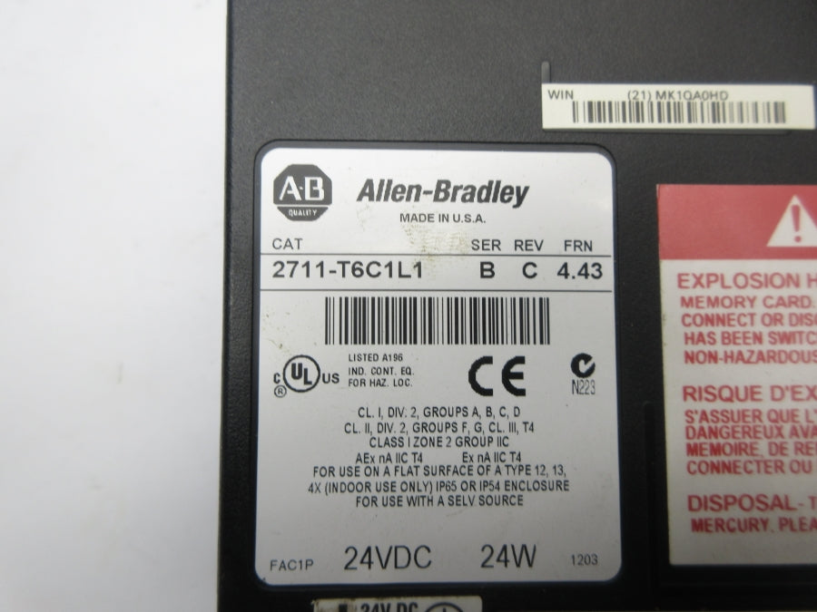 ALLEN BRADLEY 2711-T6C1L1 SER. B F/W 4.43 24VDC NSNP