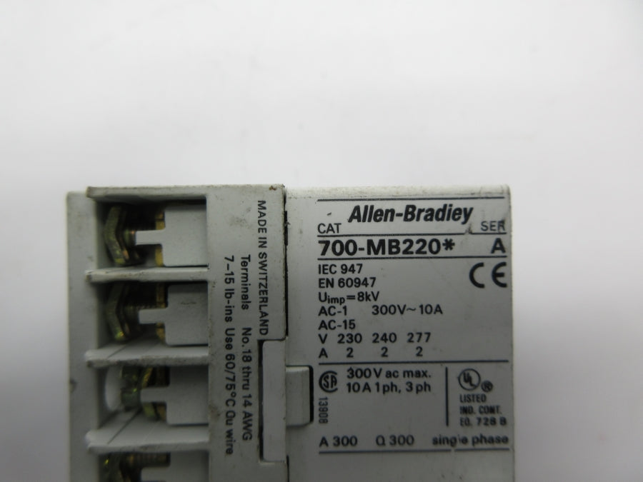 ALLEN BRADLEY 700-MB220A1 SER. A 110/120V UNMP