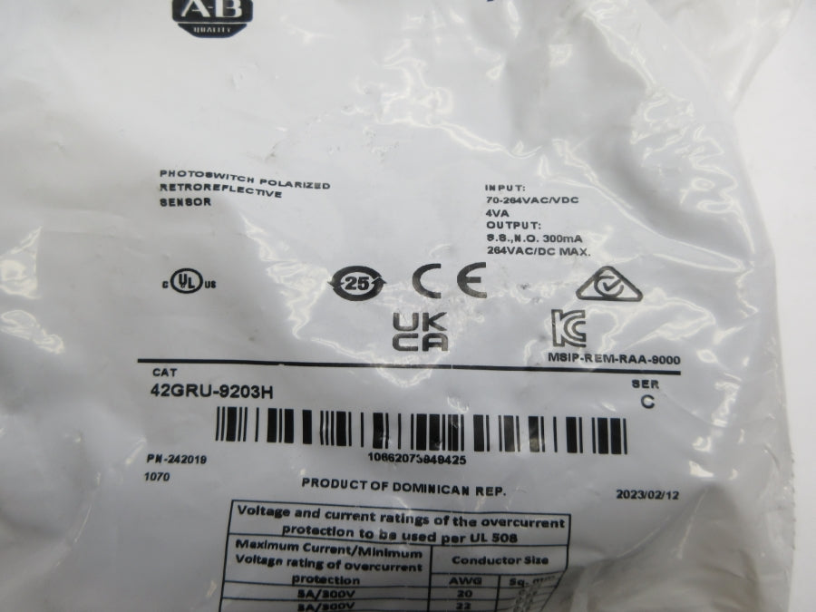ALLEN BRADLEY 42GRU-9203H SER. C 70-264VAC NSMP
