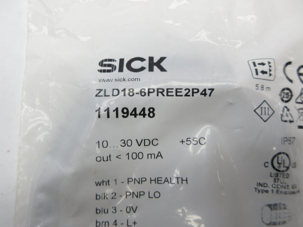 SICK ZLD18-6PREE2P47 1119448 10-30VDC NSMP