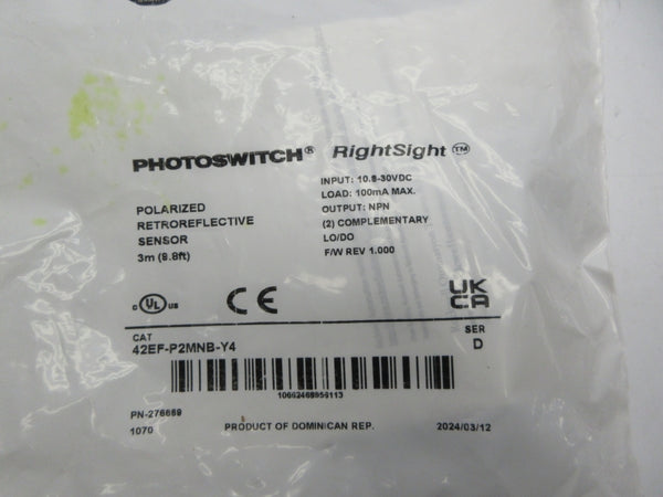 ALLEN BRADLEY 42EF-P2MNB-Y4 SER. D F/W 1.000 10.8-30VDC NSMP