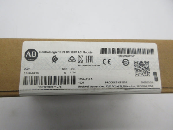 ALLEN BRADLEY 1756-IA16 SER. A F/W 3.004 120VAC DATE: 2022 NSFS