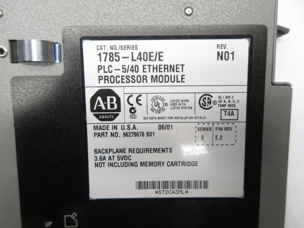 ALLEN BRADLEY 1785-L40E SER. E F/W E.2 5VDC 3.6A REV. N01 (NO KEY) NSNP