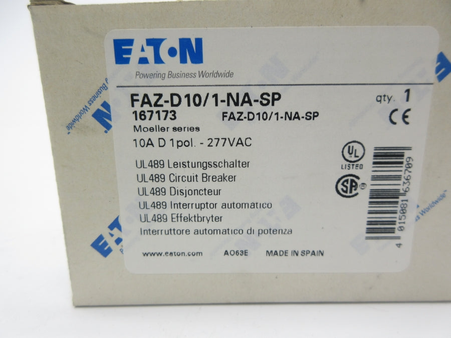 EATON FAZ-D10/1-NA-SP 167173 277VAC 10A NSMP