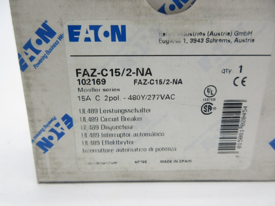 EATON FAZ-C15/2-NA 102169 277VAC 15A NSMP