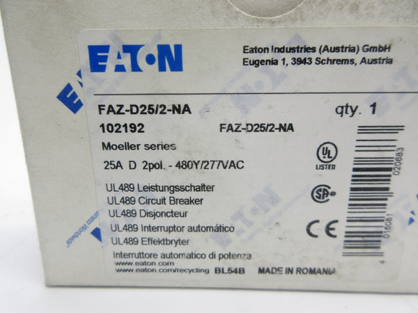 EATON FAZ-D25/2-NA 102192 277VAC 25A NSMP