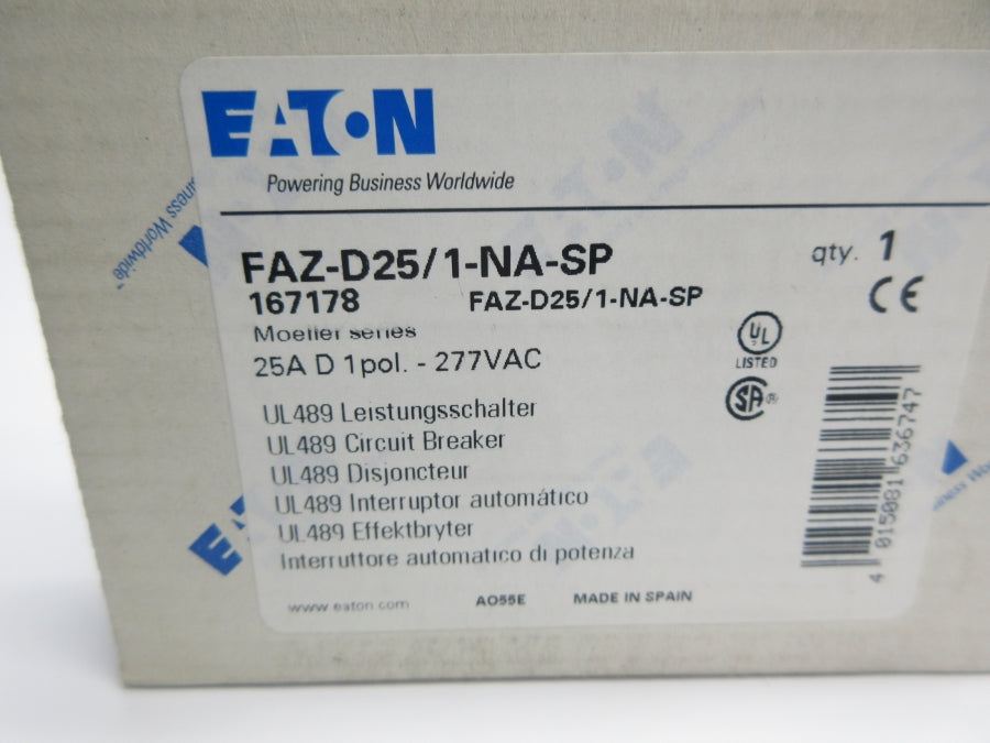 EATON FAZ-D25/1-NA-SP 167178 277VAC 25A NSMP