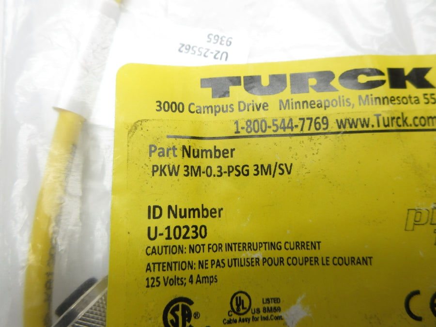 TURCK PKW3M-0.3-PSG3M/SV U-10230 125V 4A NSMP